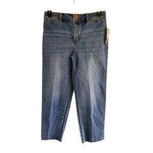 Talbots NWT Easy Straight Ankle Jeans Size 8 High Waist Stretch **Bottoms Cut**